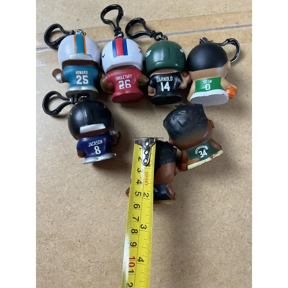 NFL NBA Athlete Mini Keychain Figures Lot Of 7 Football Basketball Players